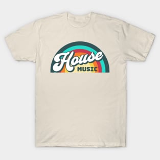 HOUSE MUSIC  - Vintage Rainbow T-Shirt